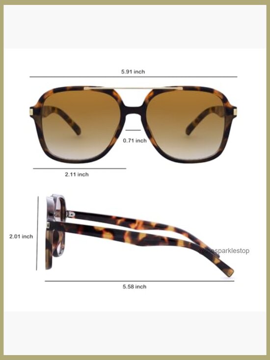 Retro Aviator Sunglasses Oversized Square 70s Tinted UV400 Protection Unisex main image 4